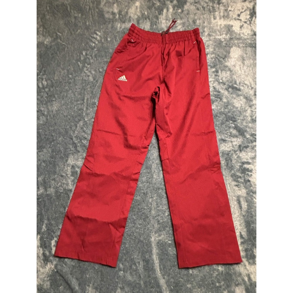 Adidas Mens Medium Maroon Red Ripstop Mesh Lined Track Pants Zipped Hem SKU 3759